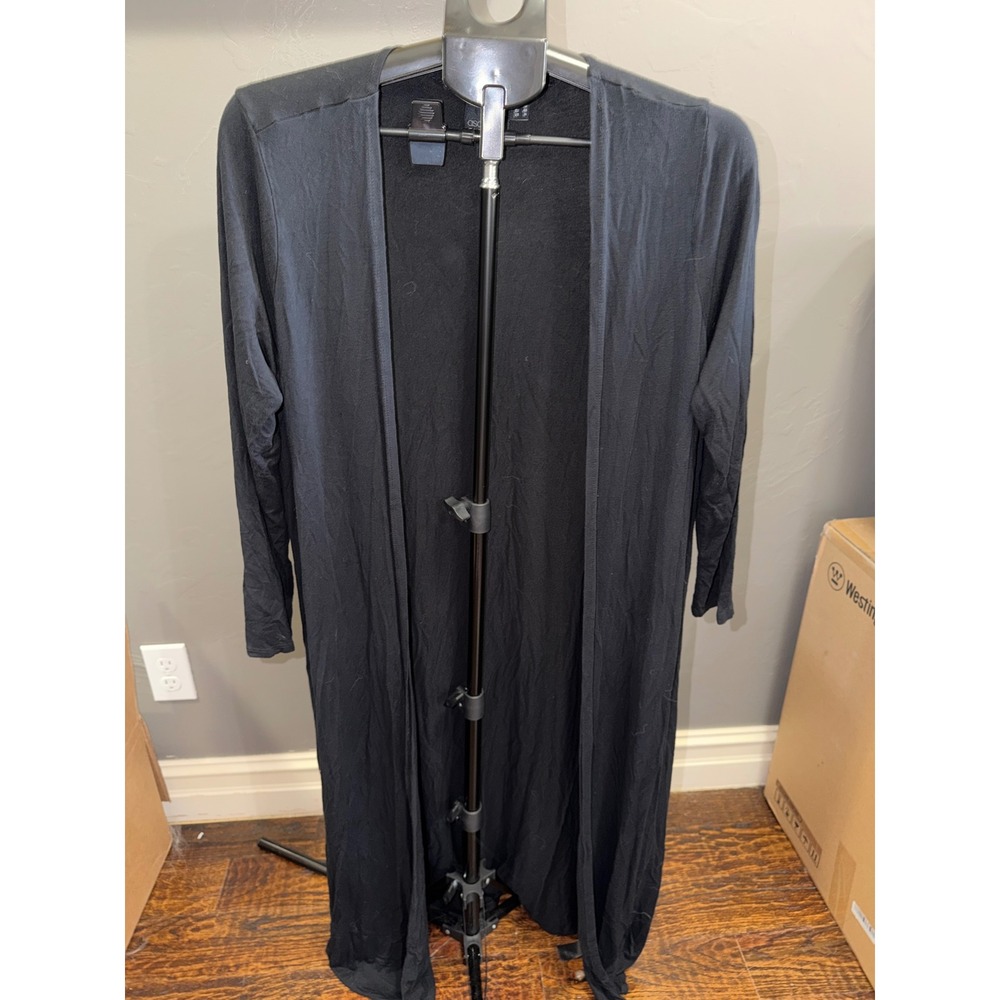 ASOS Curve Black Duster Cardigan Open Front Long Sleeve Jersey Knit Size US 14